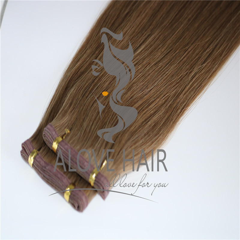 Double drawn flat weft hair extensions china 