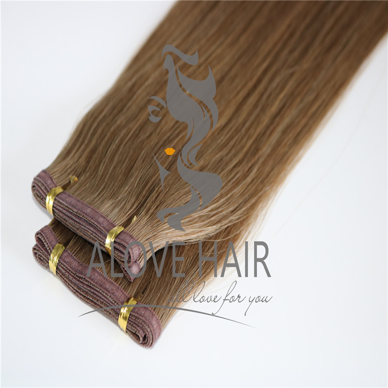 Double drawn flat weft hair extensions china 