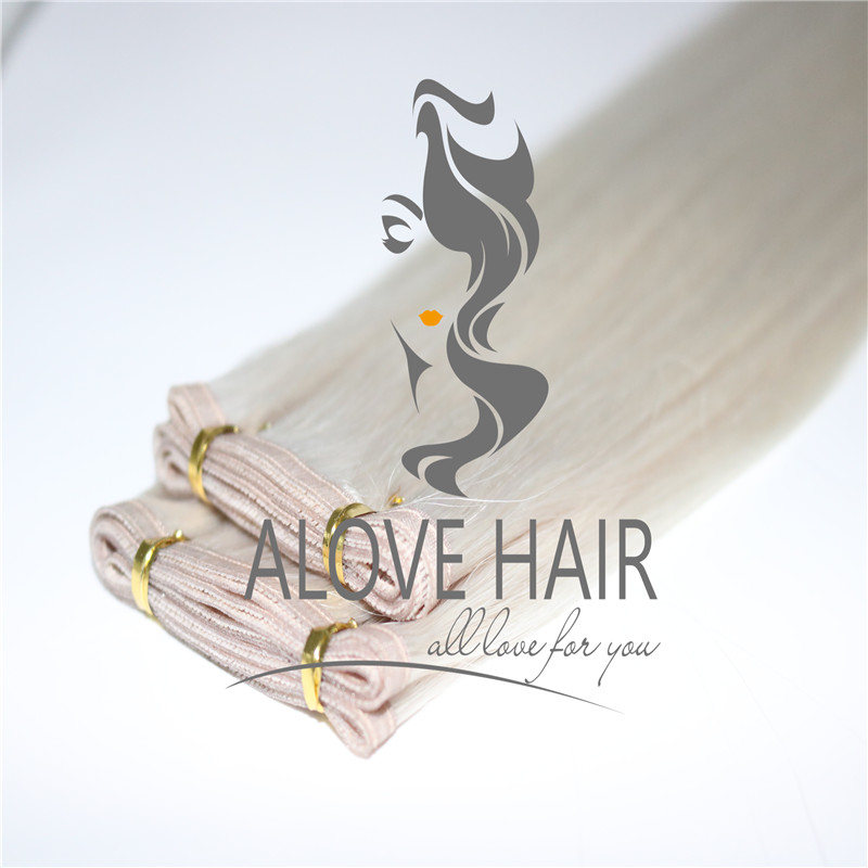 China Ash blonde #60A flat weft extensions vendor 