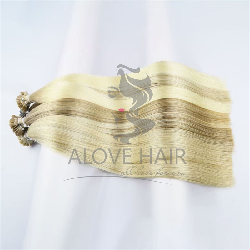 Full cuticle virgin hair different color flat tip keratin hair extensions