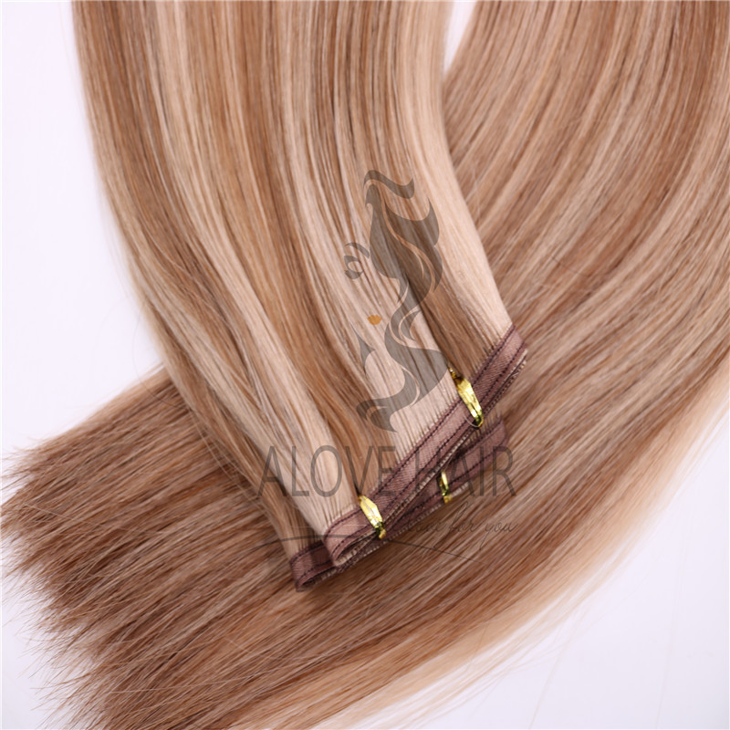 Full cuticle piano color flat wefts