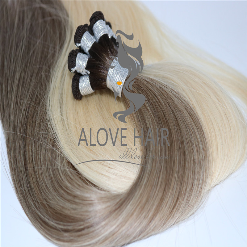 China hand sewn weft hair extensions factory 