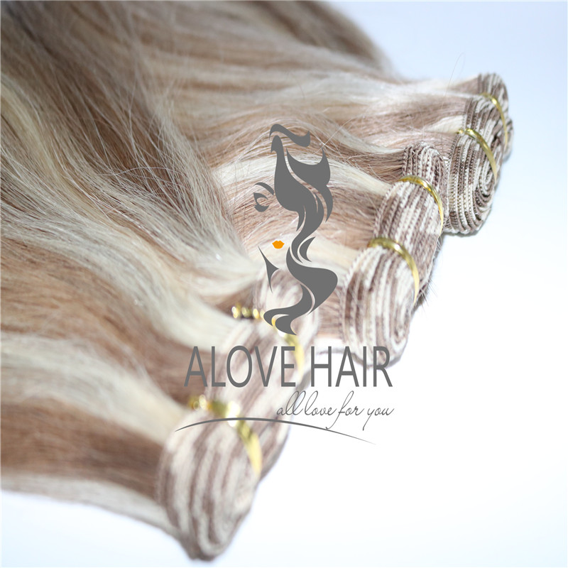 Full cuticle hand tied weft hair extensions for thin hair 