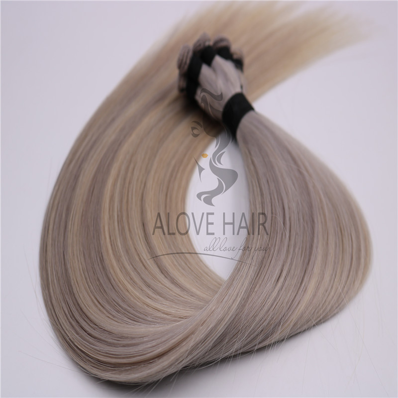 Wholesale blend hand tied hair extensions