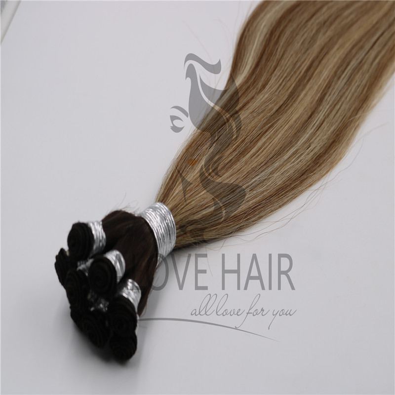 Best hand tied weft hair extensions on short hair 