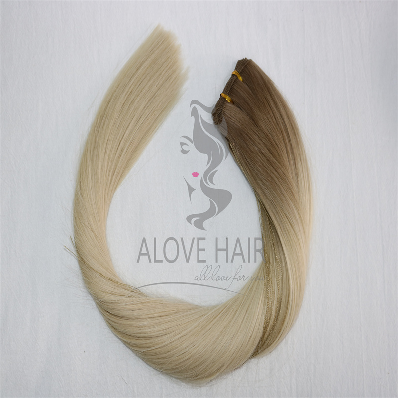 High quality rooted color hand tied hair extensions