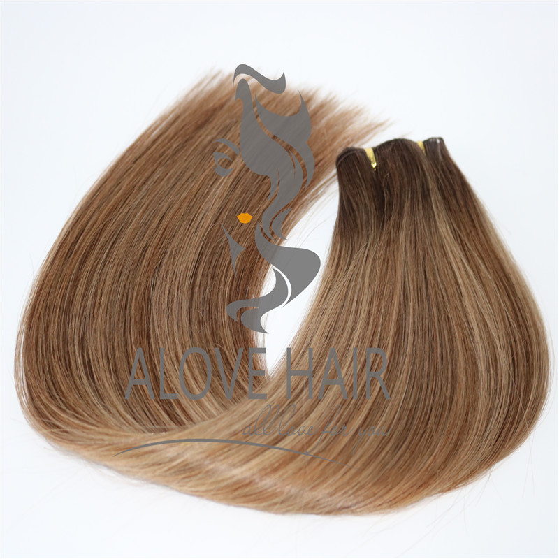 Russian Mongolian hand tied hair extensions orange country