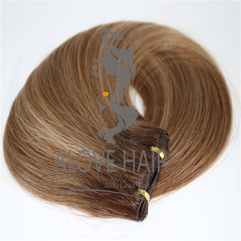 Russian Mongolian hand tied hair extensions orange country
