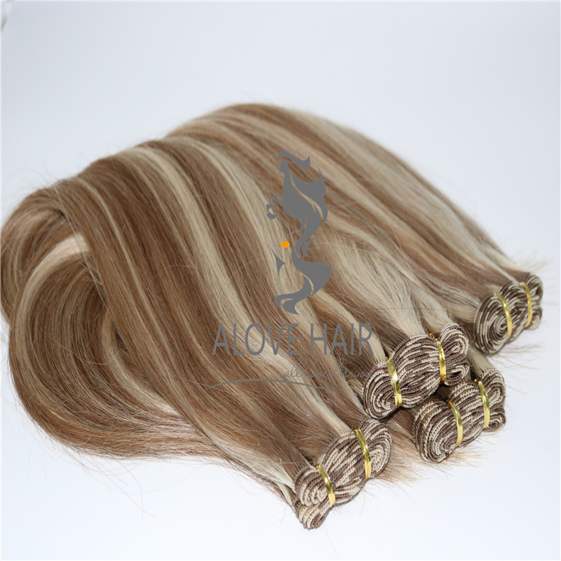 Wholesale full cuticle hand tied hair extensions