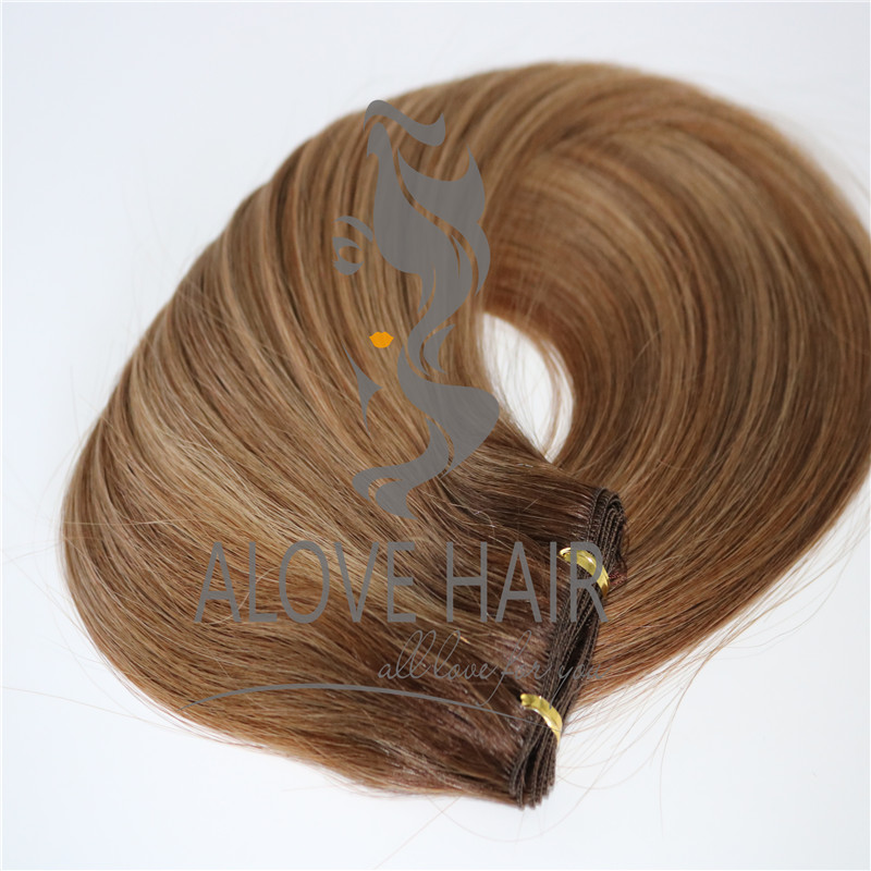 Russian Mongolian hand tied hair extensions orange country