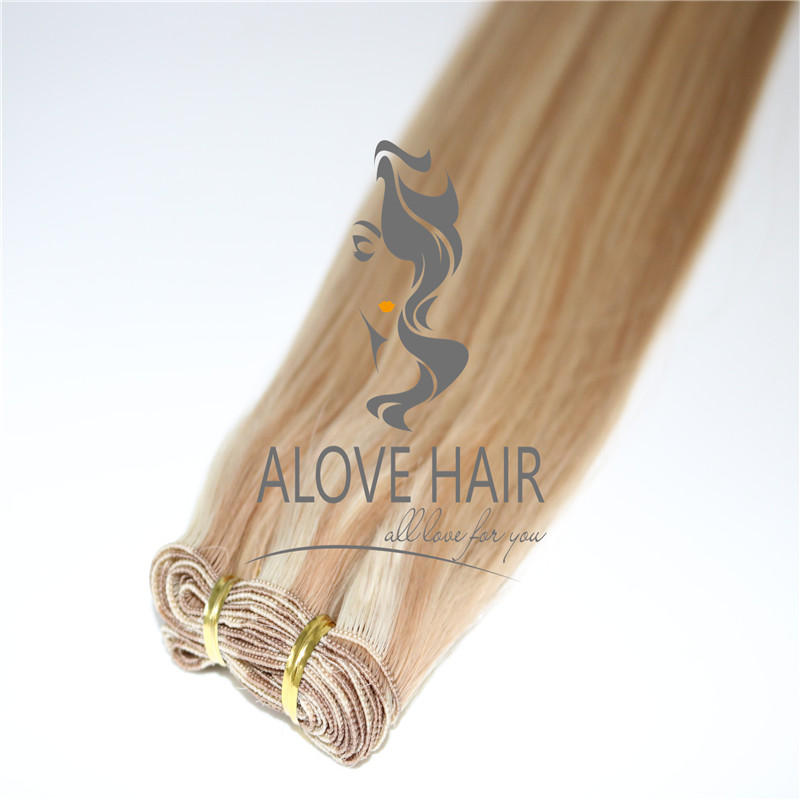 Cuticle intact hand tied human hair weft wholesale