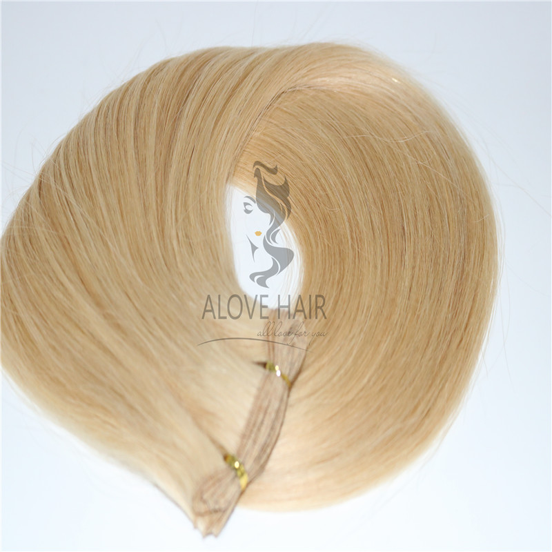 Cuticle intact remy hand tied weft hair extensions wholesale