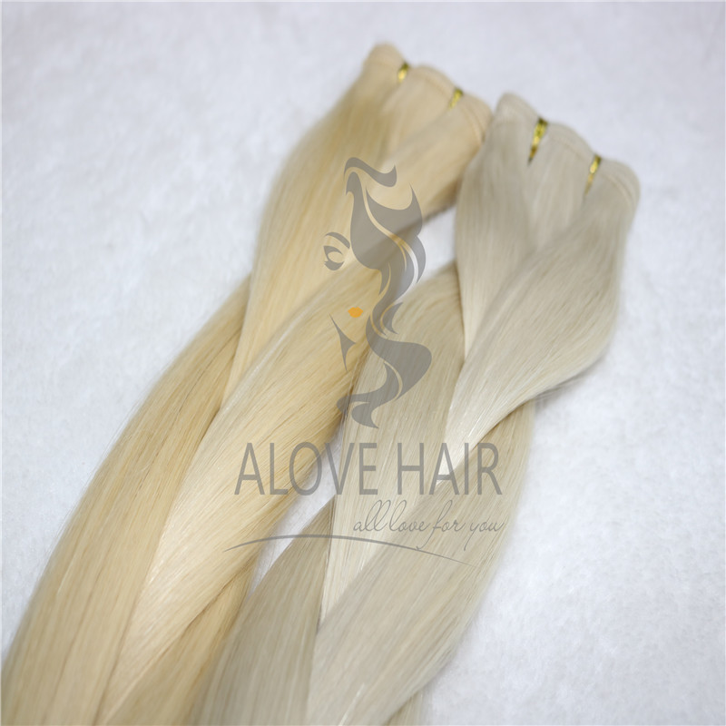 Cuticle intact blonde color hand tied wefts