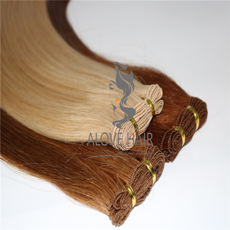 Best quality full cuticle remy hand tied  wefts wholesale