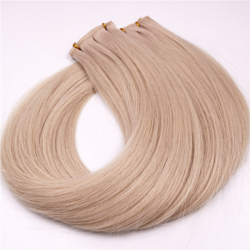 Ash blonde western european genius wefts for hair stylists