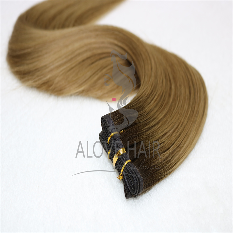 High quality ombre color cuticle intact seamless wefts