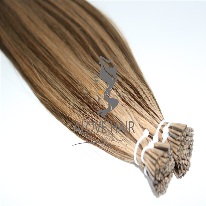 High quality satin strands flat i tip hair extensions 