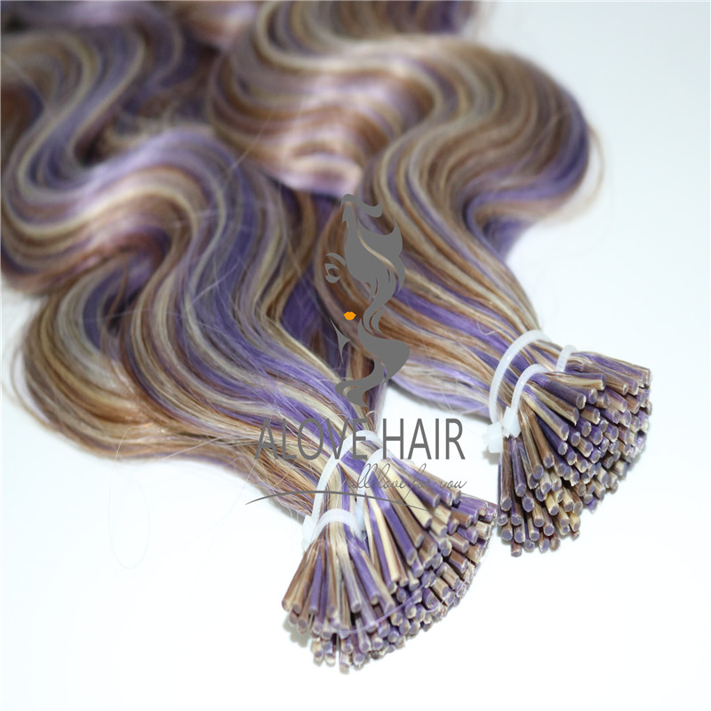 Wholesale wavy i tip micro link hair extensions human hair 