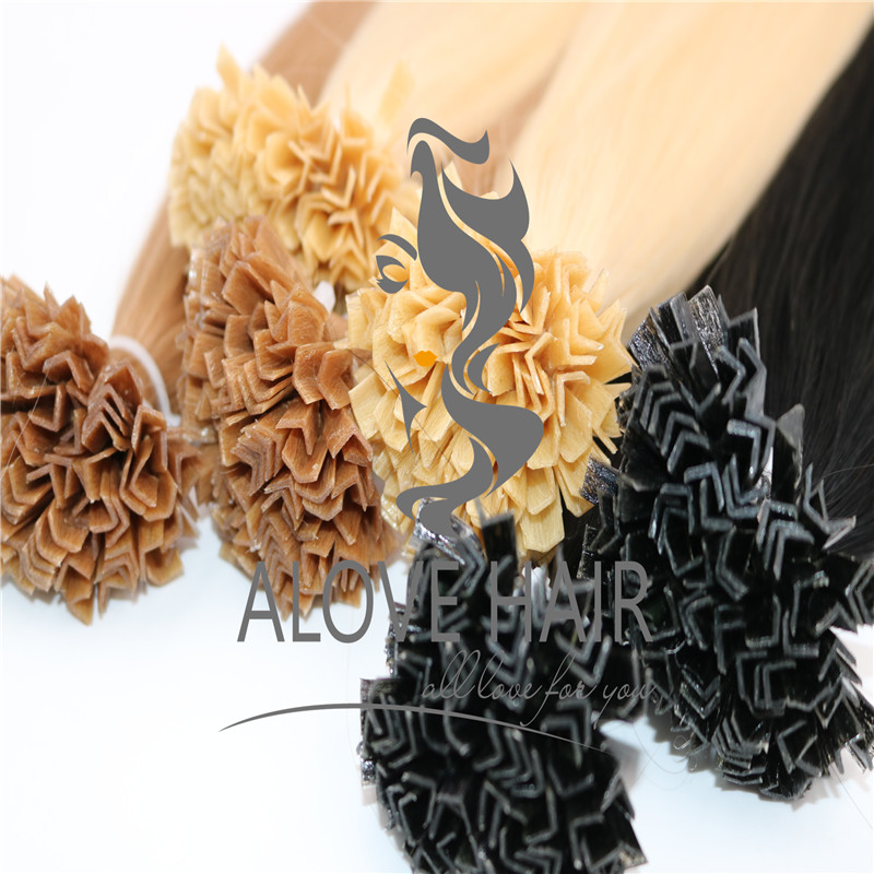 Wholesale different color pre-bonded keratin v tip hair extensions 