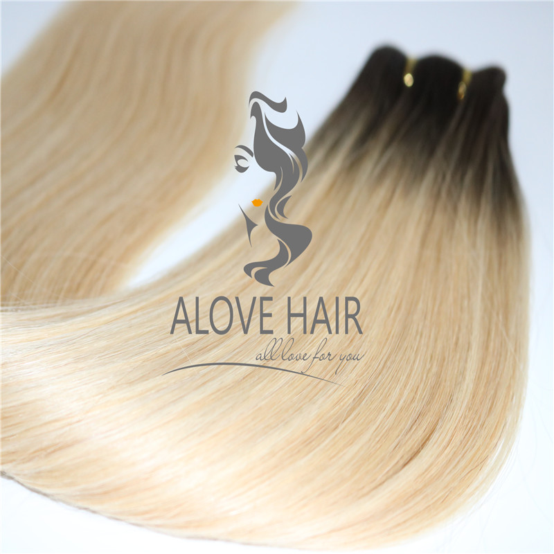 Wholesale ombre color machine weft hair extensions 