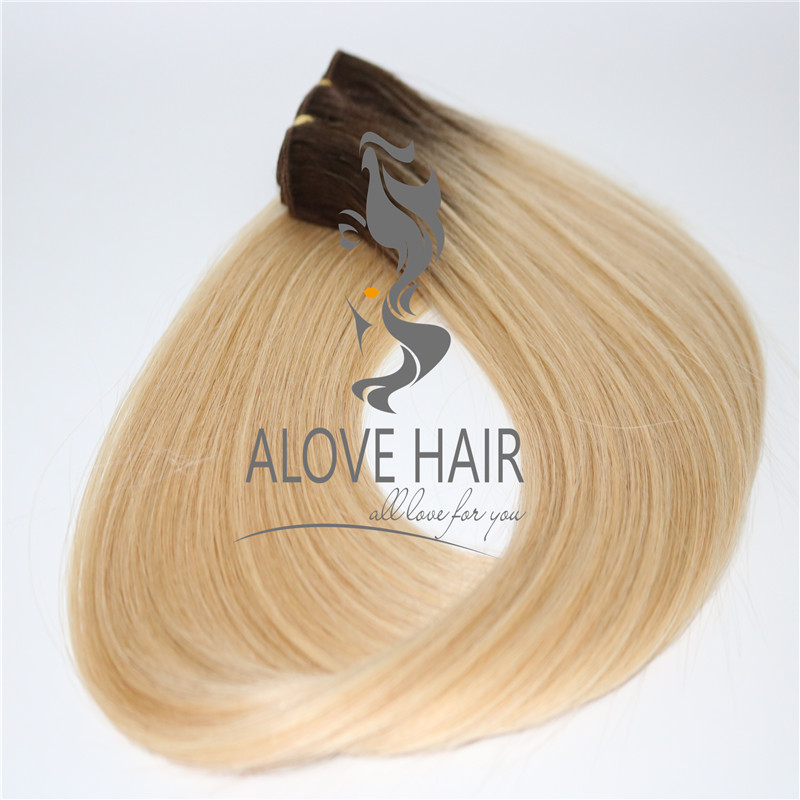 Wholesale ombre color machine weft hair extensions 