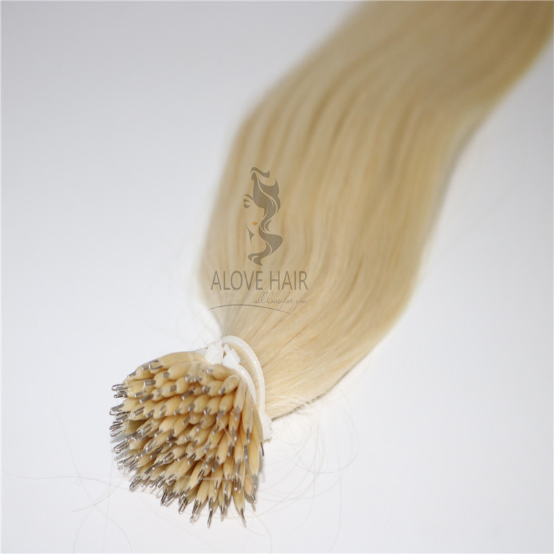 Wholesale high quality blonde color nano bead hair extensions 