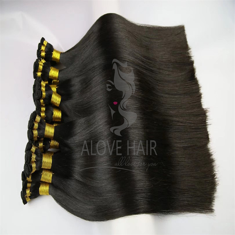 Natural Color remy hand tied human hair extensions