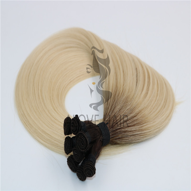 Wholesale high quality ombre hand tied hair extensions 