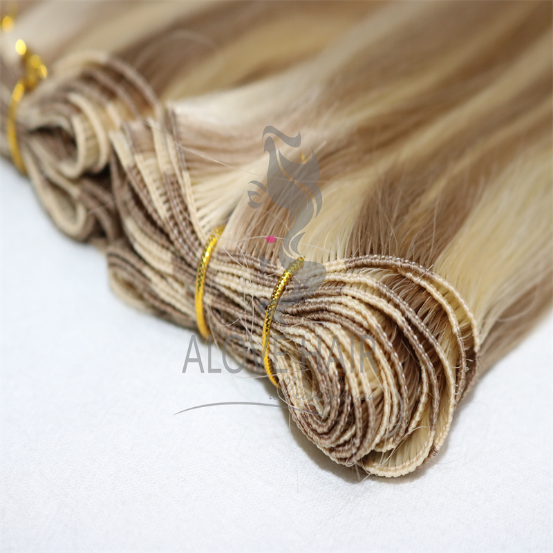 Piano color hand tied weft hair extensions for USA handtied educator