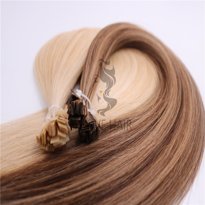 Wholesale high quality pre-bonded flat tip beaded hair extensions