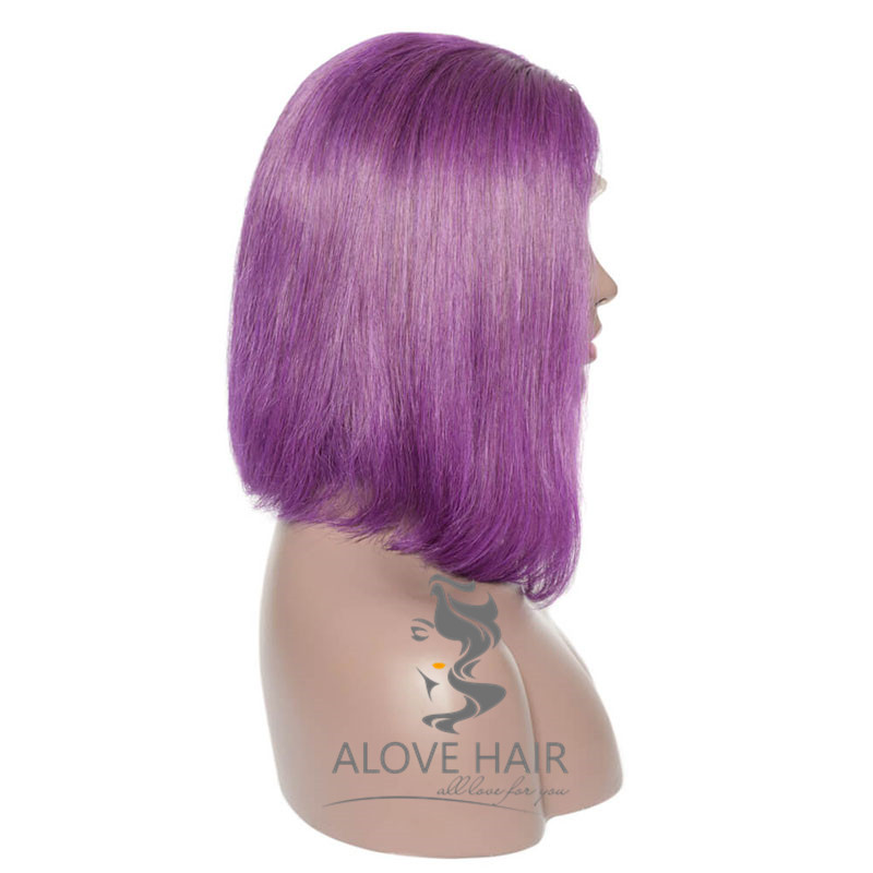 Wholesale purple bob human hair wig