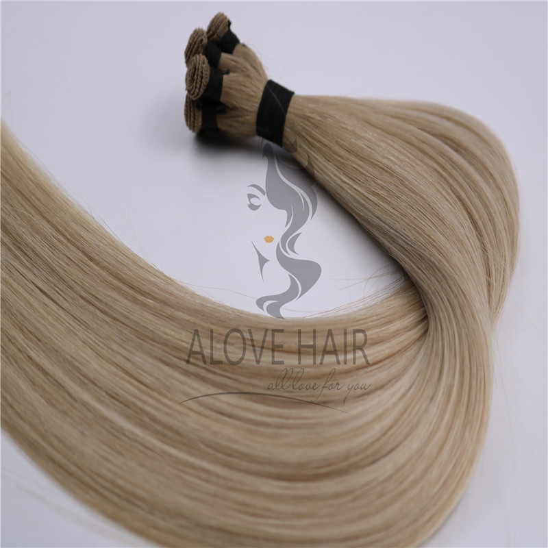 Silicone free cuticle intact remy hand tied extensions 