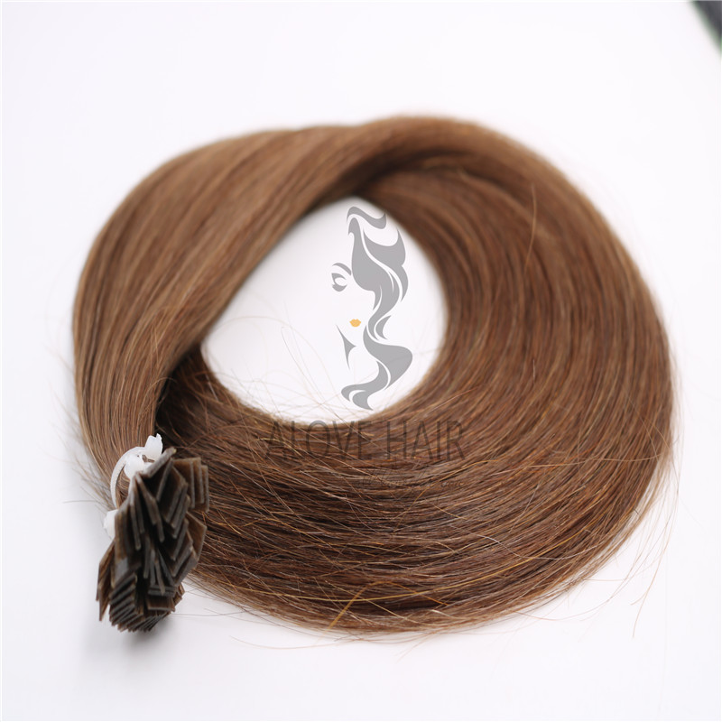 Double drawn russian mongolian flat tip keratin hair extensions