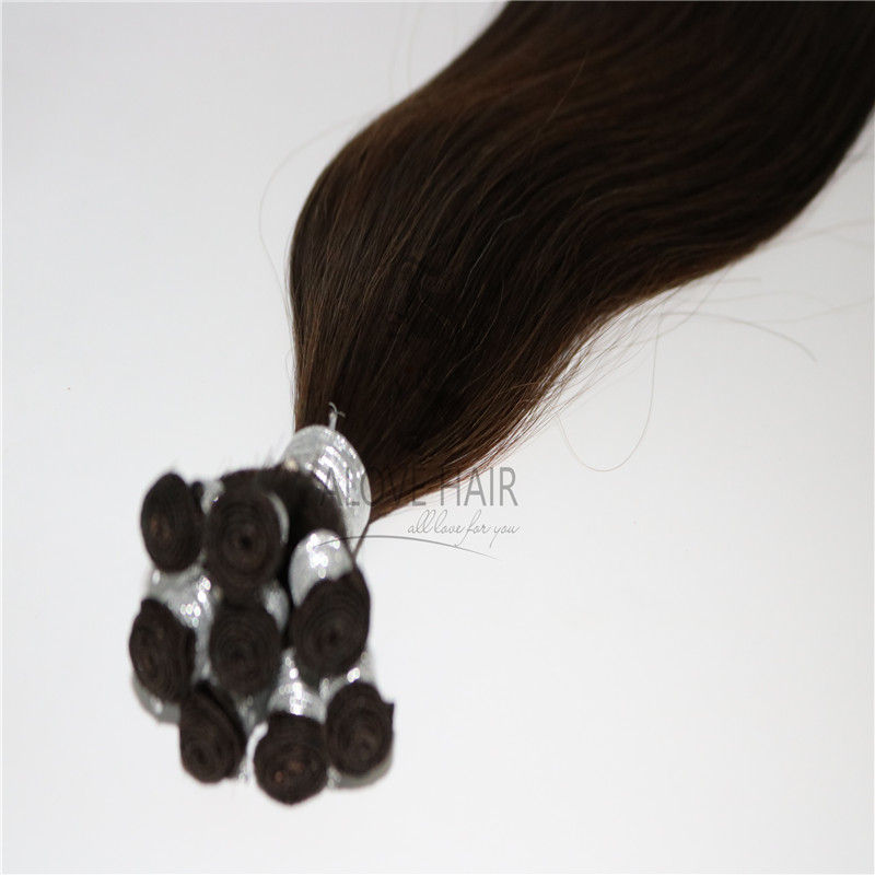 Wholesale 18 inch cuticle intact remy hand tied extensions 