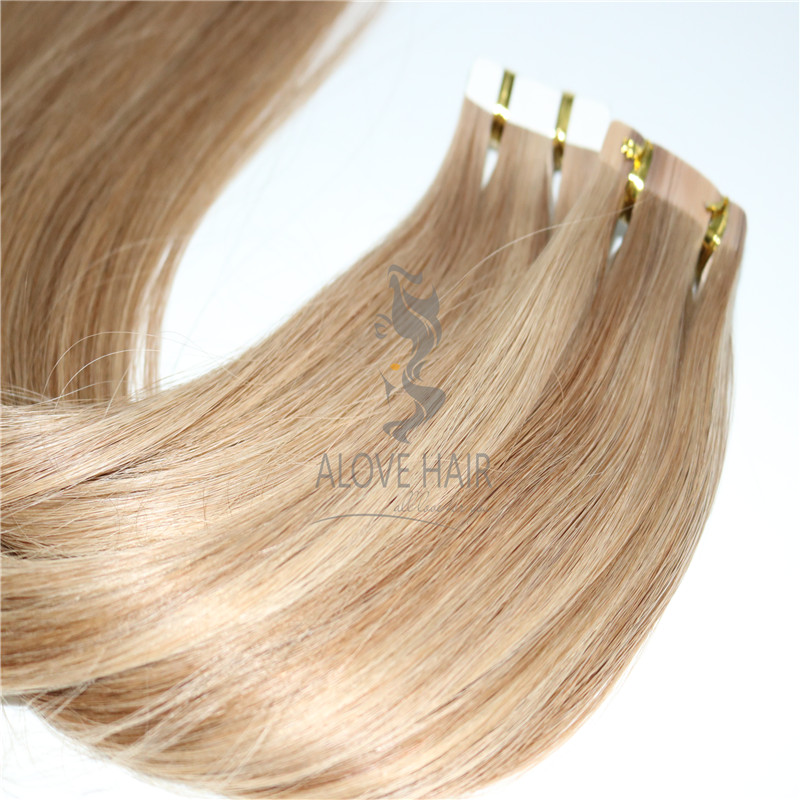 Cuticle intact remy affordable tape in extensions for thin hair 