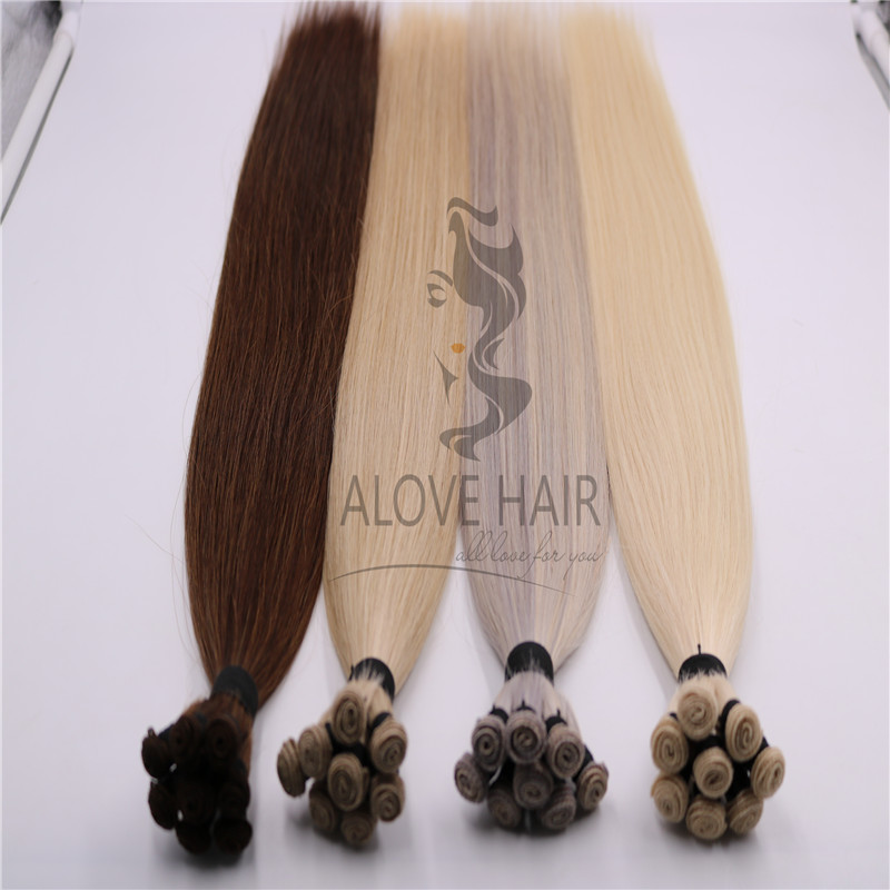Different color hand tied hair extensions Montana
