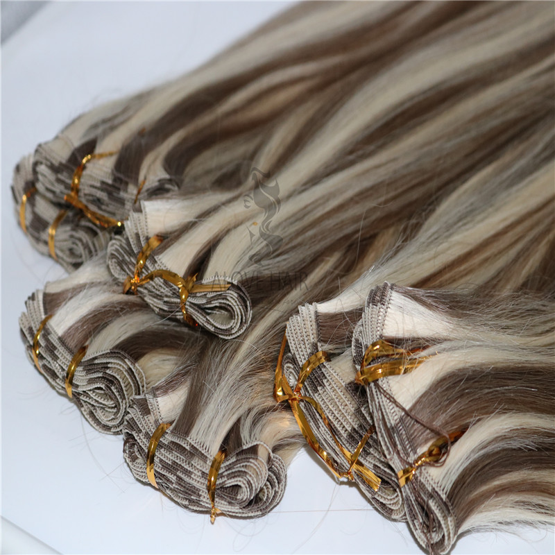 Wholesale P8/60 full cuticle hand tied hair extensions 