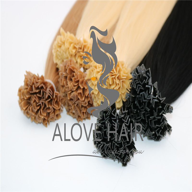 Double drawn different color  v tip keratin hair extensions Pairs