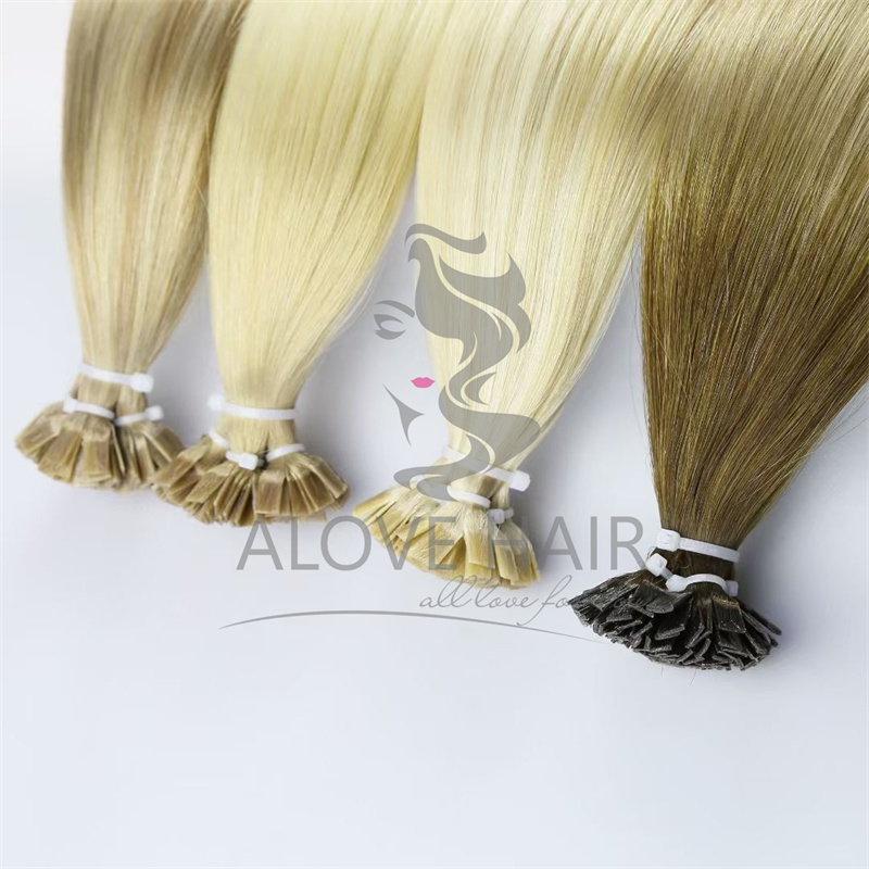 Full cuticle virgin hair different color flat tip keratin hair extensions