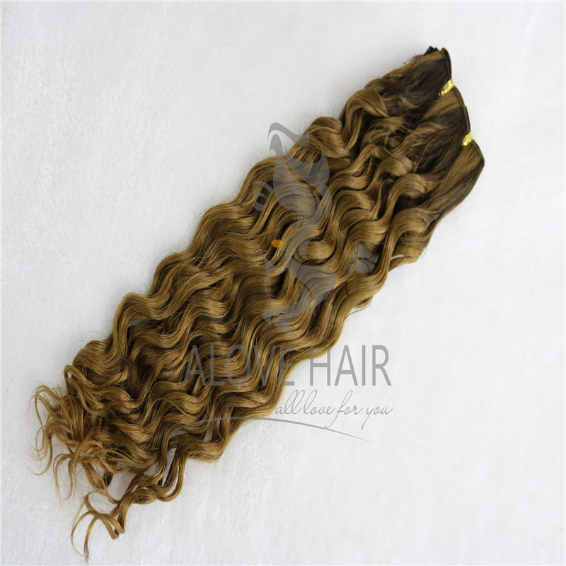 Cuticle intact remy balayage color wavy hand tied hair extensions