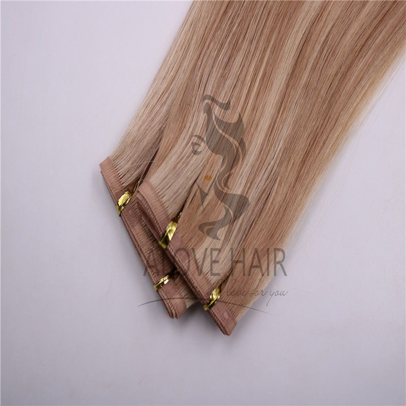 Best quality indian hair flat weft hair extensions 