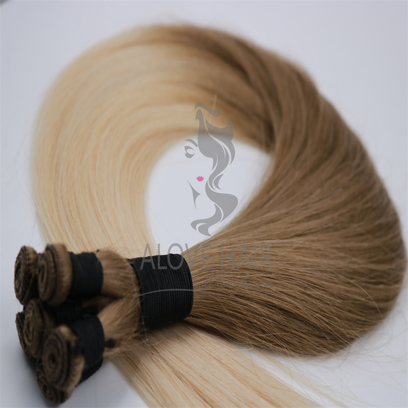 Cuticle intact virgin hair rooted color hand tied extensions