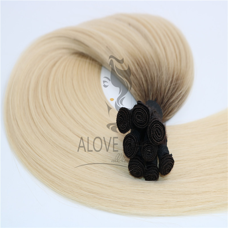 Wholesale high quality ombre hand tied hair extensions 