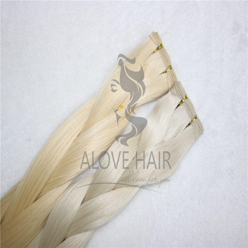 Cuticle intact blonde color hand tied wefts