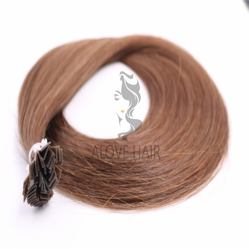 Double drawn russian mongolian flat tip keratin hair extensions