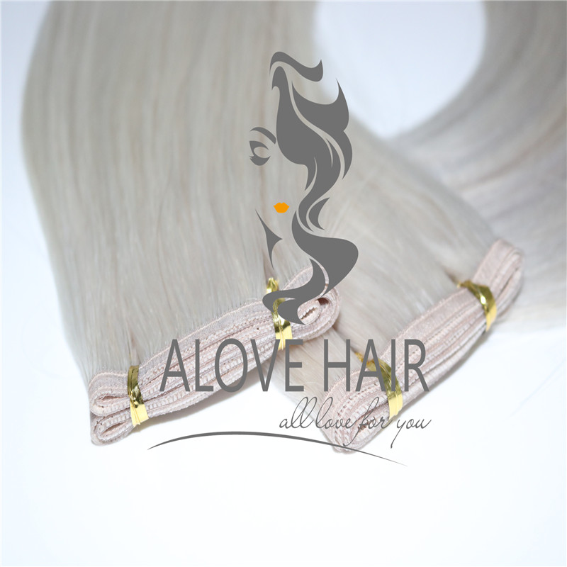 China Ash blonde #60A flat weft extensions vendor 