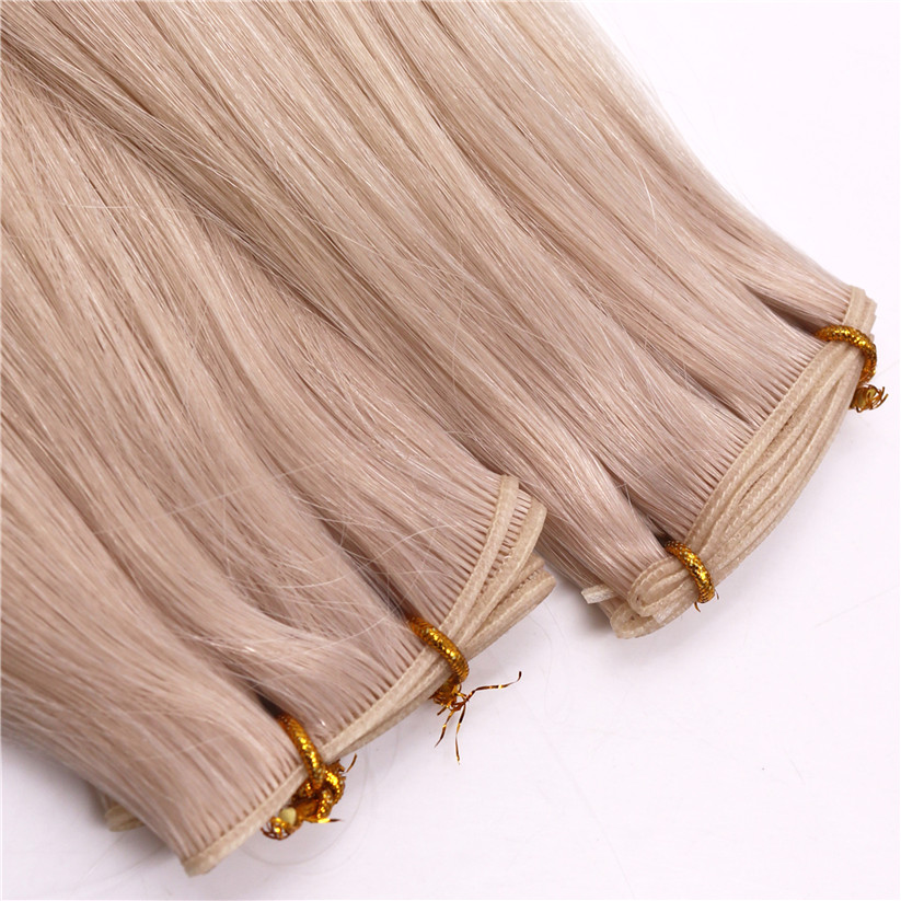 Ash blonde western european genius wefts for hair stylists