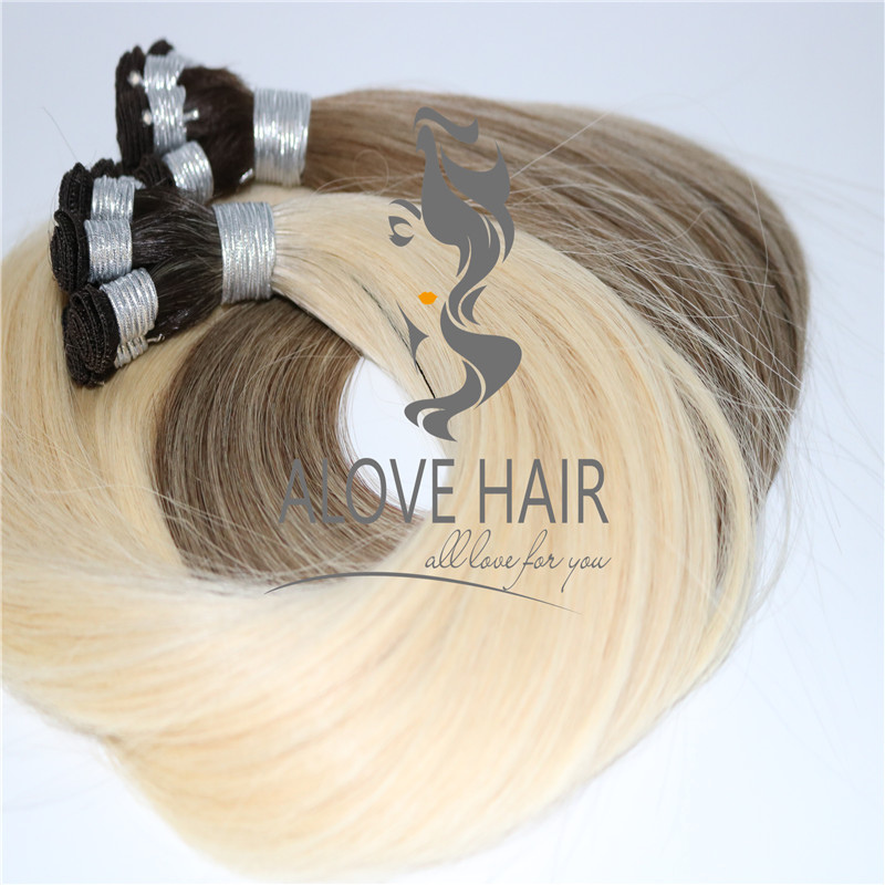 China hand sewn weft hair extensions factory 