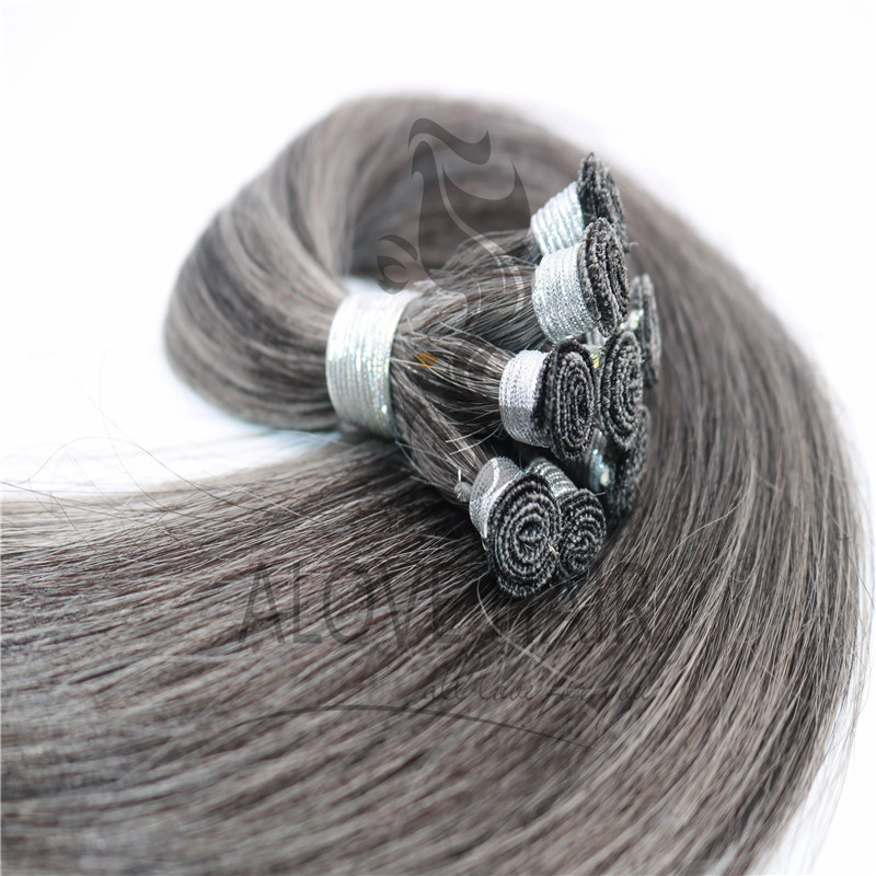 Wholesale silver color full cuticle silicone free hand tied extension