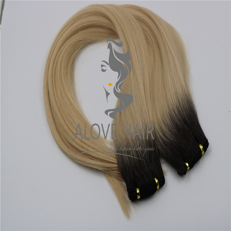 Wholesale best ombre 1B/613 hand tied weft extensions